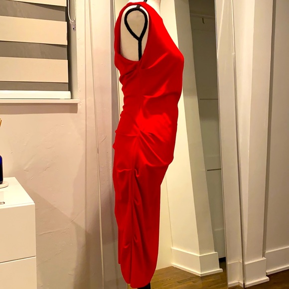 NICOLE MILLER bodycon ruched red dress EUC - Picture 4 of 15